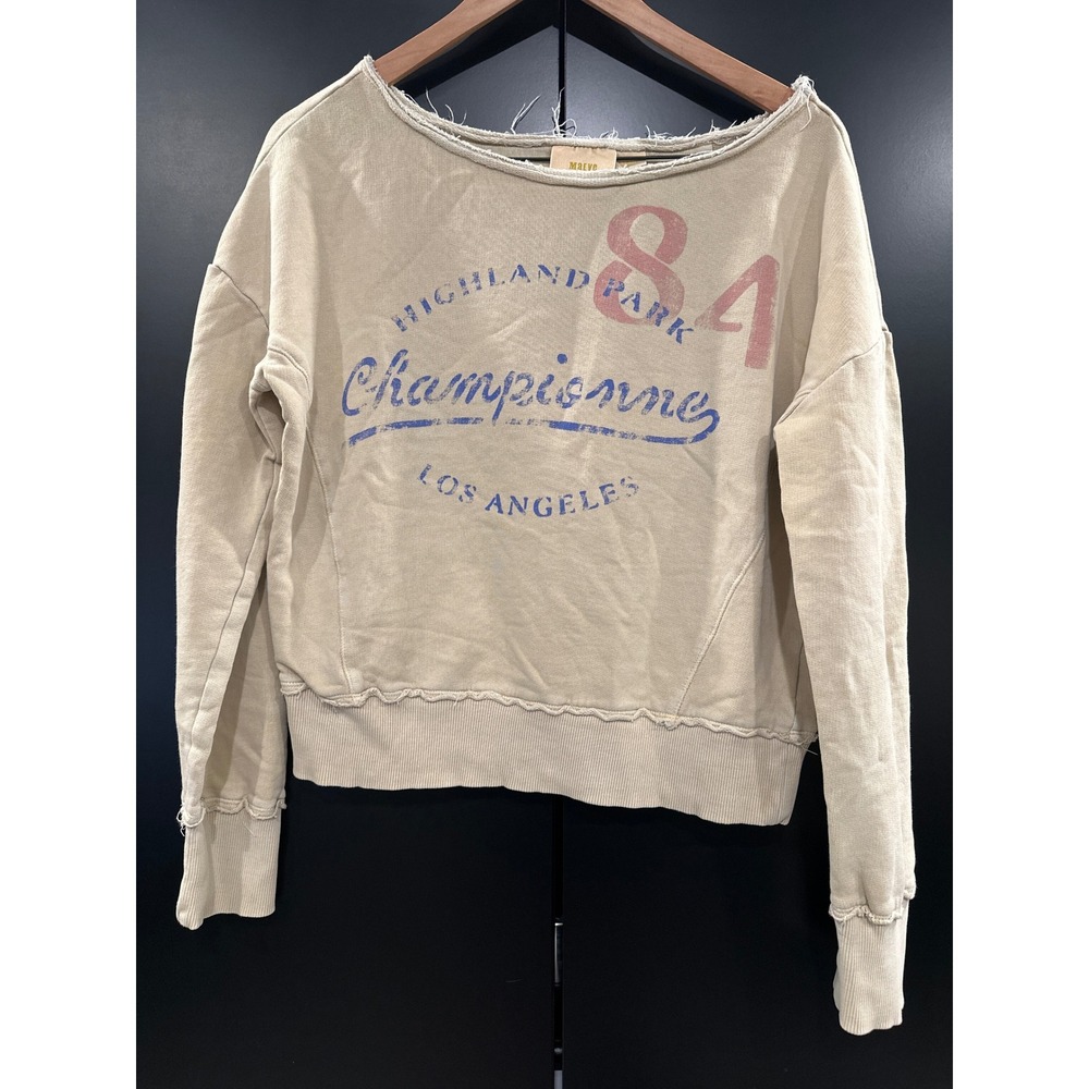 Maeve Anthropologie Championne Highland Park LA Sweatshirt Beige Cotton Small‎